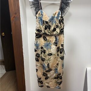 Lulu's Show Stopper cream embroidered sequin midi-dress